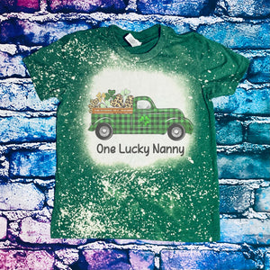 One Lucky Nanny with Green Buffalo Plaid Truck