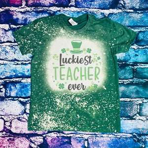 Luckiest Teacher Ever with Green Hat