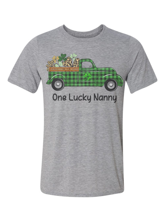 One Lucky Nanny with Green Buffalo Plaid Truck