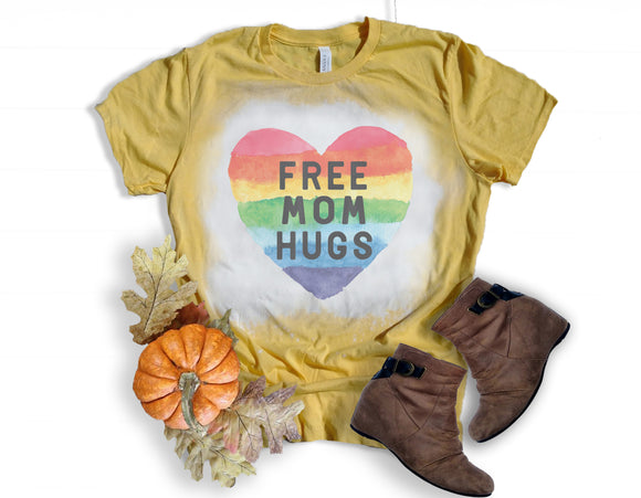 Free Mom Hugs-Watercolor Rainbow Heart